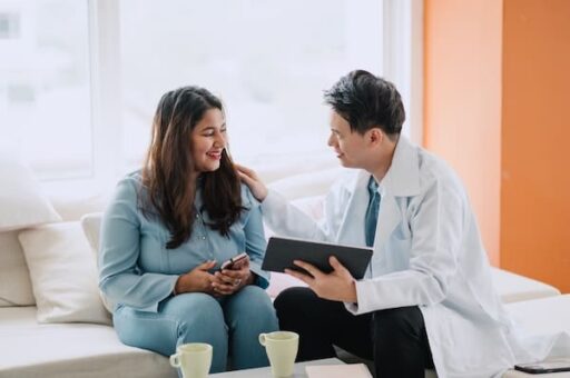 Doctor patiently explaining how to use tms for suicidal ideation and depression