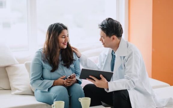 Doctor patiently explaining how to use tms for suicidal ideation​ and depression