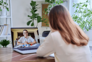 Virtual appointment discussing signs of depression in college students